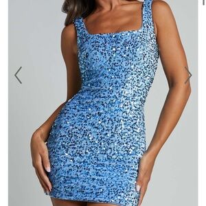 Showpo square neck sequin mini dress